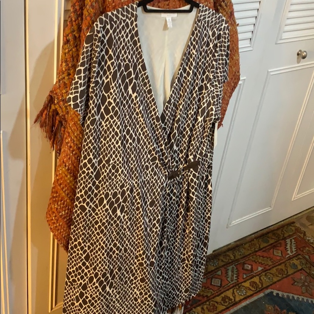 NWT Charter Club, 3X Faux wrap animal print dress, brown belt buckle, lining